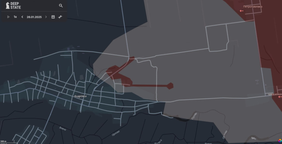Карта боев в районе Андреевки